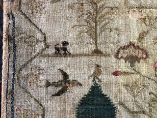 ANTIQUE 18th CENTURY SEWING SAMPLER by ELIZ.  MOARE 1767 9