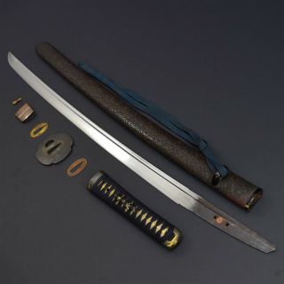 ANTIQUE NIHONTO JAPANESE KATANA SWORD WAKIZASHI TOMOMITSU 友光 w/KOSHIRAE BO - HI NR 8