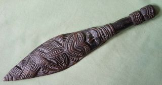 Old Maori Carved Artefact,  Patina.  With Tiki Design