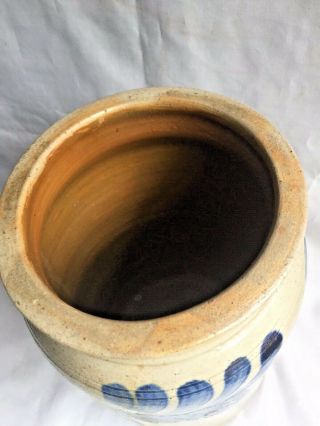 RARE 1 GAL PA STONEWARE TABLE TOP JAR / CHURN W/ 3 Cobalt Florals NR 6