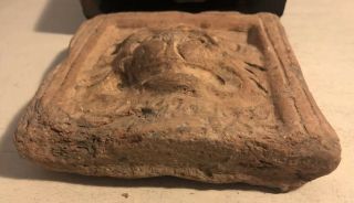 Antique Ancient 5” Carved Monkey? Lion? Tile Brick Stone Plaque Middle Eastern? 3