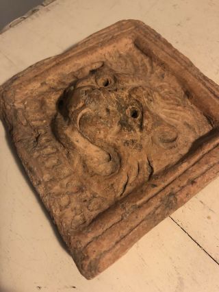 Antique Ancient 5” Carved Monkey? Lion? Tile Brick Stone Plaque Middle Eastern? 7