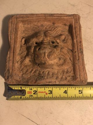 Antique Ancient 5” Carved Monkey? Lion? Tile Brick Stone Plaque Middle Eastern? 8