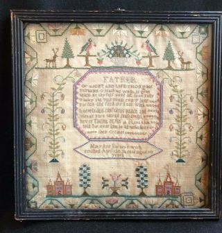 Antique C.  1816 Sewing Sampler By Mary Ann Barnes