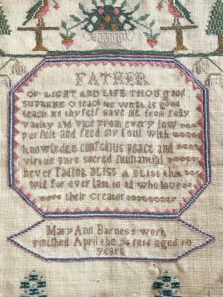 ANTIQUE c.  1816 SEWING SAMPLER by MARY ANN BARNES 7
