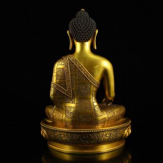 Vintage Chinese Gilt Gold Red Copper Siddhartha Buddha Statue 6