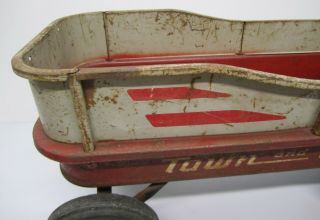 Vtg Radio Flyer Town and Country Radio Line W/ Metal Sideboard Wagon Pull Toy 5
