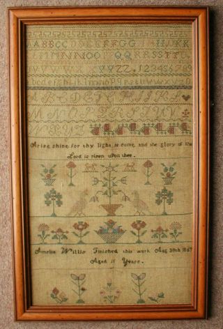 1865 Sampler By Amelia Wills 59cm X 37cm