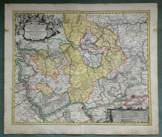 Germany Duchy Of Nassau Nicolas Visscher C.  1710 Large Antique Engraved Map