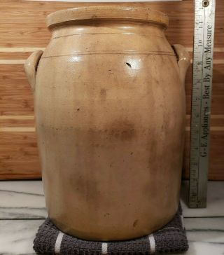 1.  5 gallon stoneware jar w/ cobalt floral dec.  stamped L Lehman&co.  west12st.  NY 3