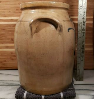 1.  5 gallon stoneware jar w/ cobalt floral dec.  stamped L Lehman&co.  west12st.  NY 4