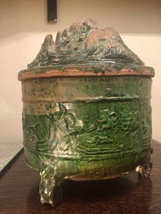 Chinese Han Dynasty Green Glazed Hill Jar