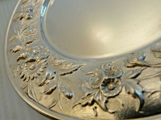 4 STERLING BREAD / DESSERT PLATES OR WINE COASTERS,  REPOUSSE RIMS,  
