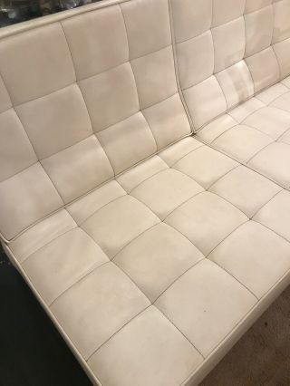 Vintage Mid Century White Vinyl Sofa Couch Living Room Modernica 2