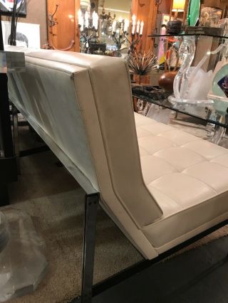 Vintage Mid Century White Vinyl Sofa Couch Living Room Modernica 4