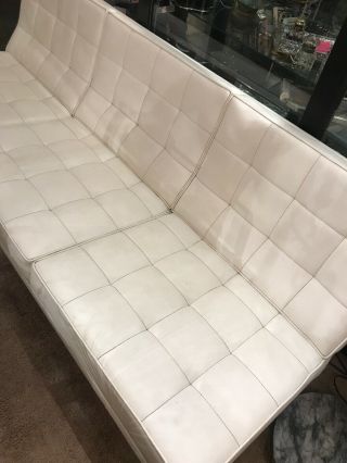 Vintage Mid Century White Vinyl Sofa Couch Living Room Modernica 5