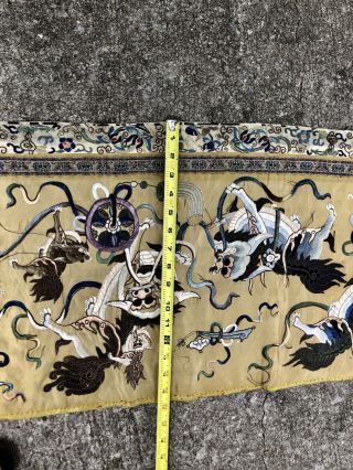 Antique 19Th Century Chinese Textile Panel Silk On Silk Embroidery 10