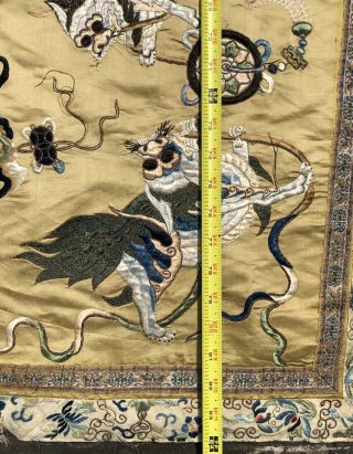 Antique 19Th Century Chinese Textile Panel Silk On Silk Embroidery 12