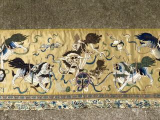 Antique 19th Century Chinese Textile Panel Silk On Silk Embroidery