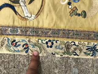 Antique 19Th Century Chinese Textile Panel Silk On Silk Embroidery 3
