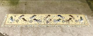 Antique 19Th Century Chinese Textile Panel Silk On Silk Embroidery 4