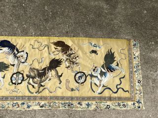 Antique 19Th Century Chinese Textile Panel Silk On Silk Embroidery 5
