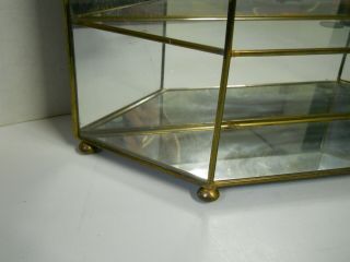Vintage Brass & Glass Mirrored Display Case 3 Shelf Table Top or Wall Mount 4