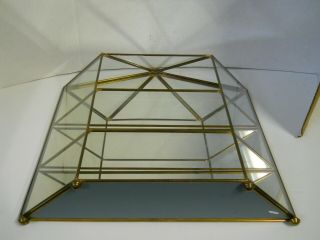 Vintage Brass & Glass Mirrored Display Case 3 Shelf Table Top or Wall Mount 8