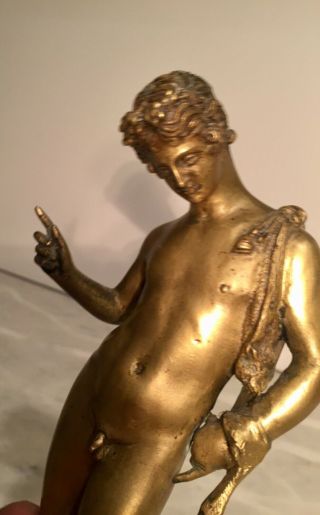 Antique Bronze Male Nude Stature classical Narcissus 9.  75” possibly signed 10
