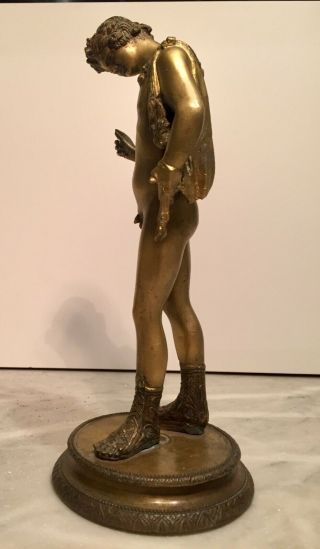 Antique Bronze Male Nude Stature Classical Narcissus 9.  75” Possibly Signed