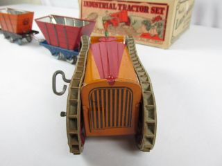 1930 Louis Marx Industrial Tractor Set Press Steel & Tin Wind Up Toy w/ Box RARE 2