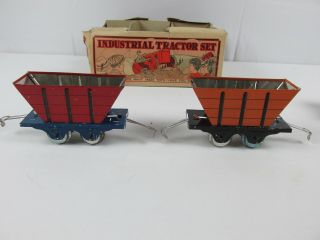 1930 Louis Marx Industrial Tractor Set Press Steel & Tin Wind Up Toy w/ Box RARE 6