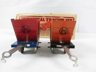 1930 Louis Marx Industrial Tractor Set Press Steel & Tin Wind Up Toy w/ Box RARE 7