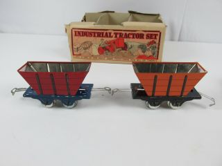 1930 Louis Marx Industrial Tractor Set Press Steel & Tin Wind Up Toy w/ Box RARE 8