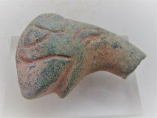 Rare Ancient Roman Bronze Pommel.  Lionhead.  Very Rare Legionary Object