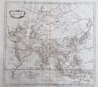 1705 Antique Map Of Asia - Herman Moll From Harris 