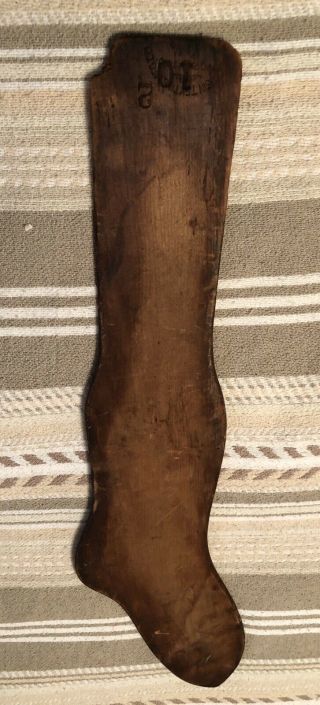 Antique Wooden Stocking Sock Form Wisconsin Textile Manufacturing Two Rivers Wi