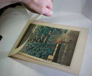 Kawase Hasui Woodblock Print Udo Turret Kumamoto Castle in Rain Vintage Japanese 3