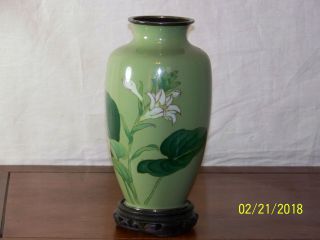 Oriental Hand Made Cloisonne Vase w/Custom Box 11