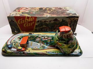Vintage West German Tin Cable Car Toy W/box Technofix 303