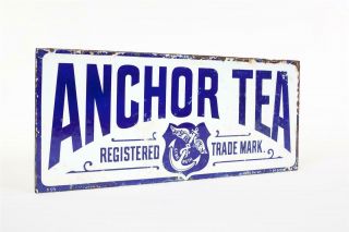 Vintage C1900 " Anchor Tea  Purity And Strength - Double Sided Enamel Sign