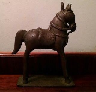 Asian Antique Art Bronze Horse Sculpture Traditional Sacred Hindu Temple Figure