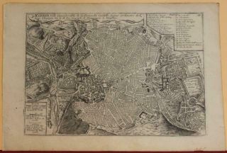 Madrid Spain 1705 Nicolas De Fer Rare Antique Copper Engraved City Map