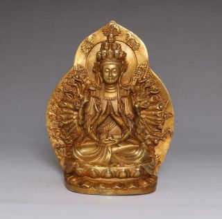 Perfect Antique Chinese Bronze Gidling Thousand Hands Guanyin Buddha Statue