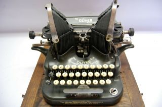 Oliver 5 Antique Typewriter Circa 1910 Green W Case Chicago Usa