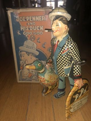 W/ Box 1930s Marx Joe Penner Goo - Goo Duck Tin Litho Wind - Up Toy