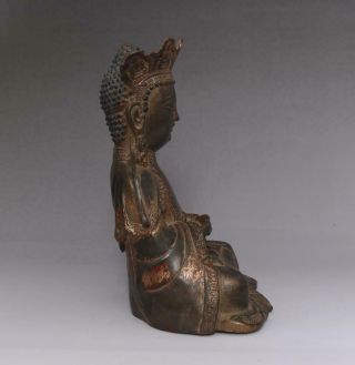 A Perfect Antique Chinese Bronze Guanyin Kwan - yin Buddha Statue 4