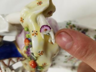 Antique CHELSEA Porcelain Figurine Anchor Mark Girl with Lamb 10