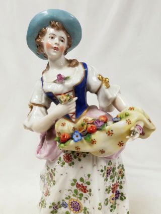 Antique CHELSEA Porcelain Figurine Anchor Mark Girl with Lamb 2