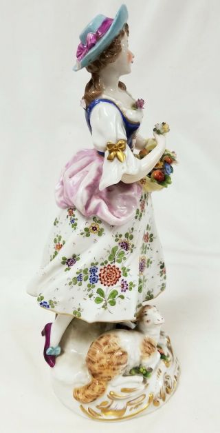 Antique CHELSEA Porcelain Figurine Anchor Mark Girl with Lamb 4